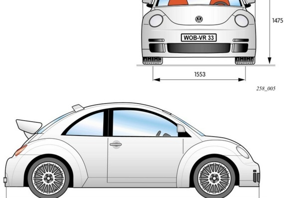 Volkswagen New Beetle RSi (2006) (Фольцваген Нью Битл РСи (2006)) - чертежи (рисунки) автомобиля